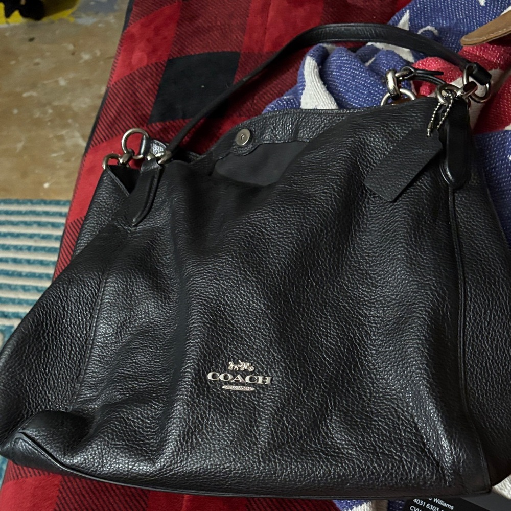 Coach Black Pebbled Leather Shoulder Bag